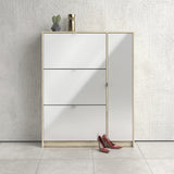 Shoes Cabinet with 3 Flip Doors and Side Door in Oak Structure
