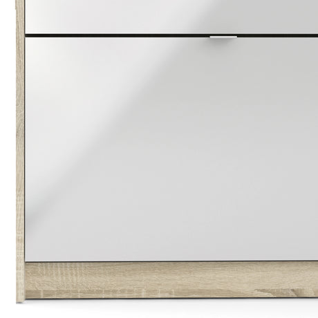 Shoes Cabinet with 3 Flip Doors and Side Door in Oak Structure