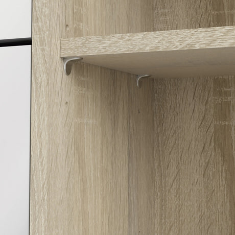 Shoes Cabinet with 3 Flip Doors and Side Door in Oak Structure