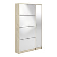 Shoes Cabinet with 4 Flip Doors and Mirror Door in Oak Structure
