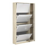 Shoes Cabinet with 4 Flip Doors and Mirror Door in Oak Structure