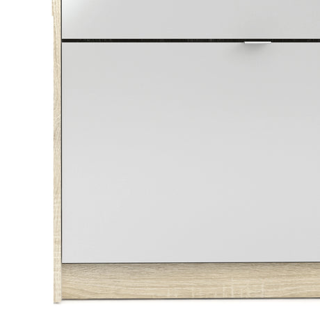 Shoes Cabinet with 4 Flip Doors and Mirror Door in Oak Structure
