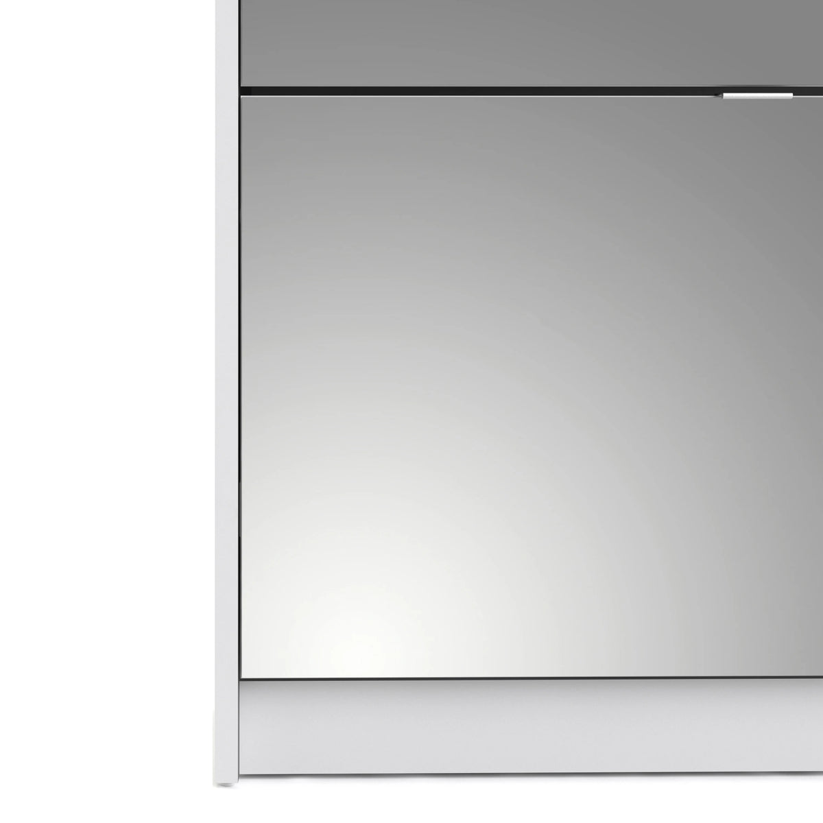 Shoes Cabinet with 4 Mirrored Flip Doors and 2 Layers in White