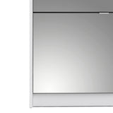 Shoes Cabinet with 4 Mirrored Flip Doors and 2 Layers in White