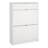 Shoes Shoe Cabinet 2 Flip Down Doors + 1 Drawer in White