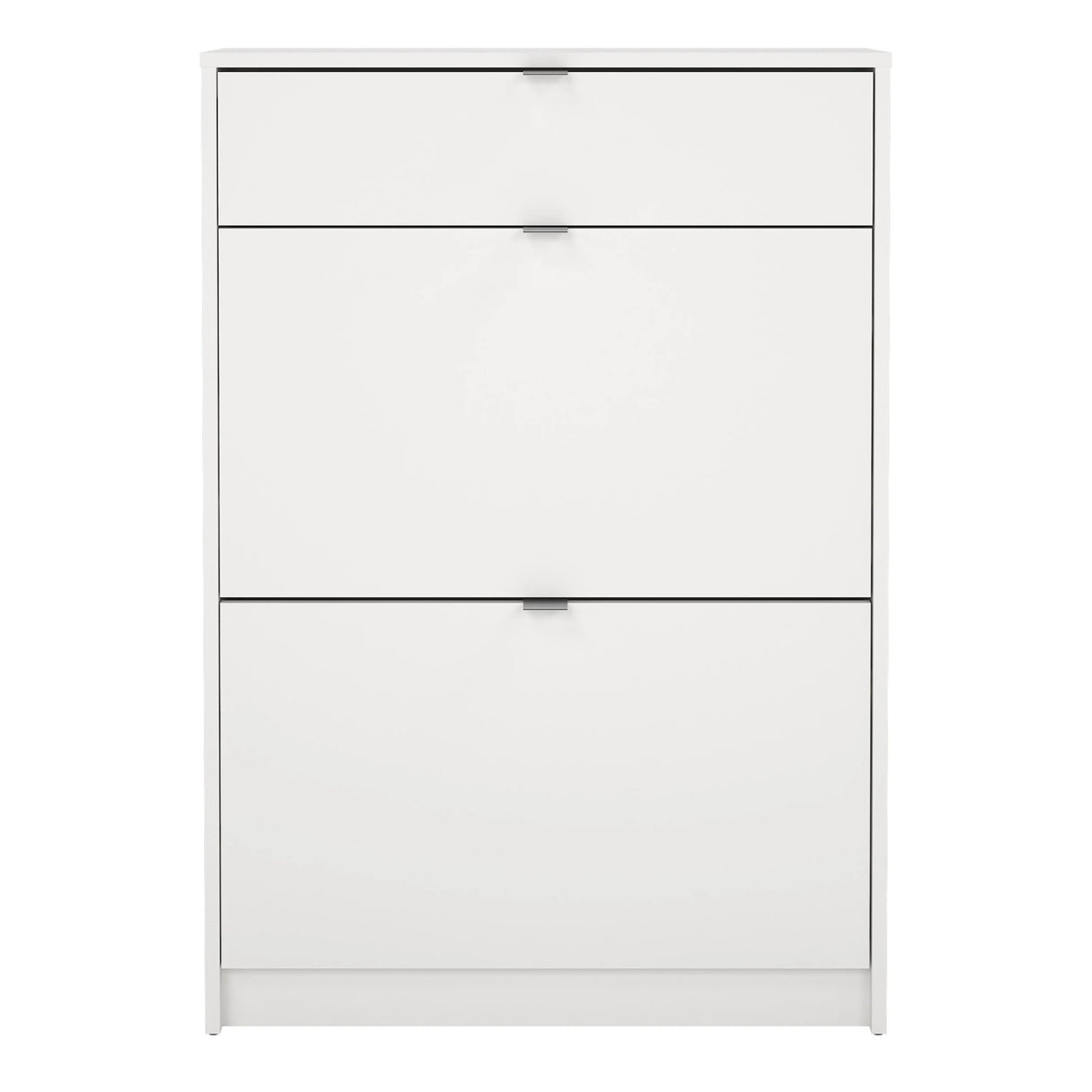 Shoes Shoe Cabinet 2 Flip Down Doors + 1 Drawer in White