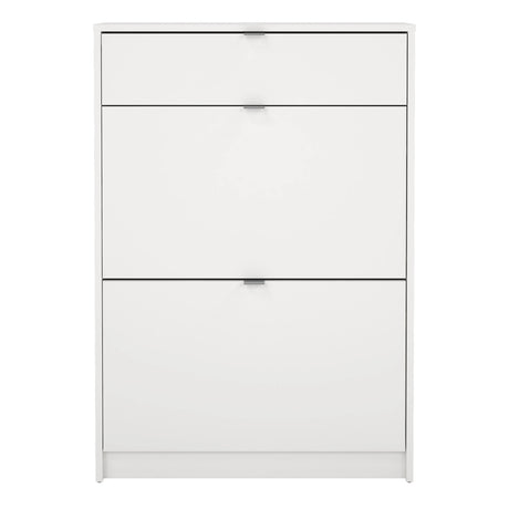 Shoes Shoe Cabinet 2 Flip Down Doors + 1 Drawer in White