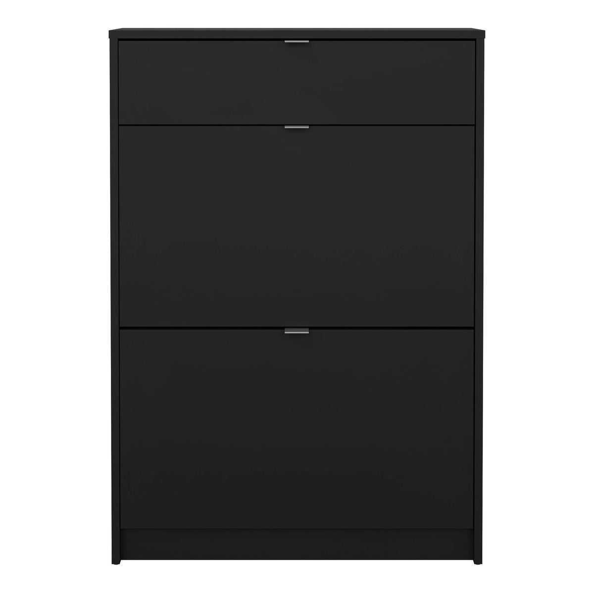 Shoes Shoe Cabinet 2 Flip Down Doors + 1 Drawer in Matt Black