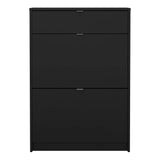 Shoes Shoe Cabinet 2 Flip Down Doors + 1 Drawer in Matt Black