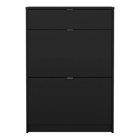 Shoes Shoe Cabinet 2 Flip Down Doors + 1 Drawer in Matt Black