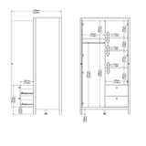 Barcelona Wardrobe with 1 Door 1 Mirror Door 2 Drawers in White