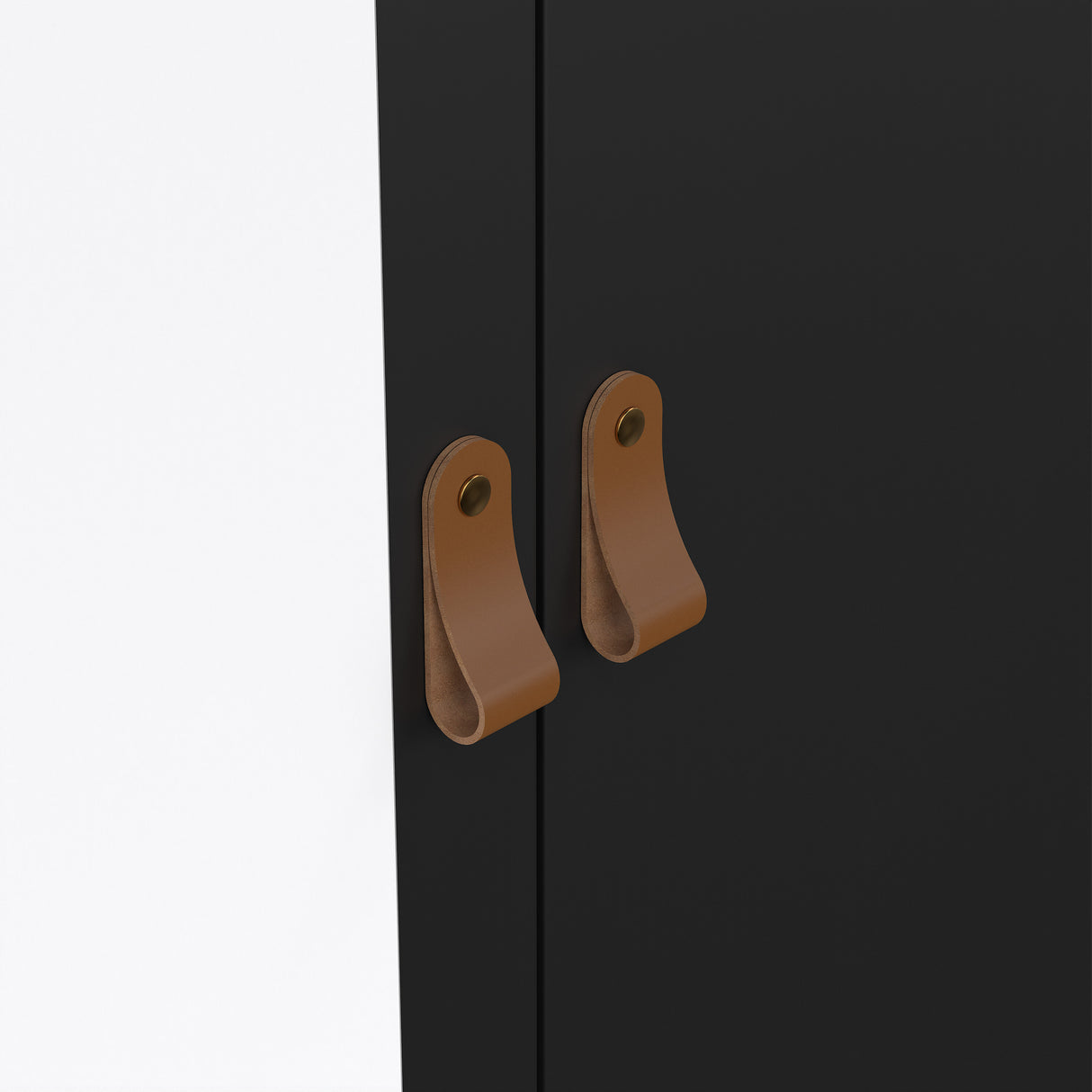 Barcelona Wardrobe with 1 door + 1 Mirror Door + 2 Drawers Matt Black
