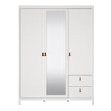 Barcelona Wardrobe with 2 Doors 1 Mirror Door 2 Drawers in White