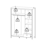 Barcelona Wardrobe with 2 Doors + 1 Mirror Door + 2 Drawers in Cashmere