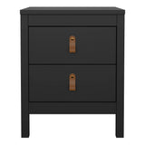 Barcelona Bedside Table 2 Drawers in Matt Black