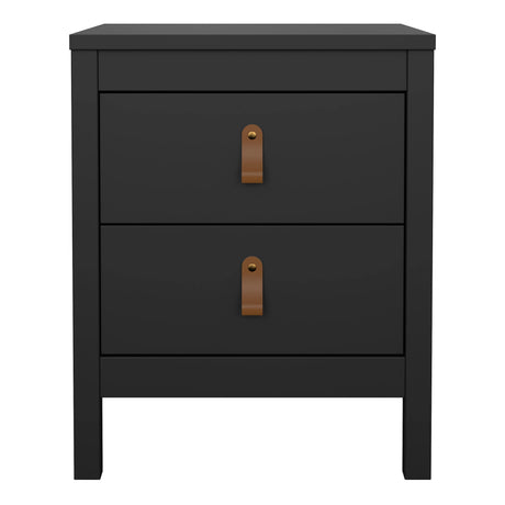 Barcelona Bedside Table 2 Drawers in Matt Black