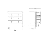 Barcelona Chest 3 Drawers in Cashmere