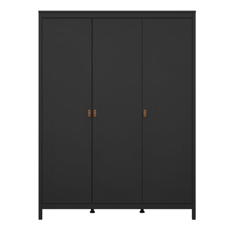 Barcelona Wardrobe with 3 Doors in Matt Black