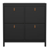 Barcelona Shoe Cabinet 4 Flip Down Doors in Matt Black