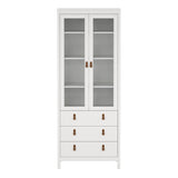 Barcelona China Cabinet 2 Glass Doors with 3 Drawers in White
