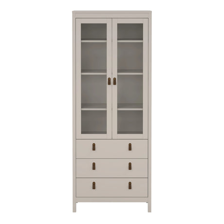 Barcelona China Cabinet 2 Glass Doors with 3 Drawers in Cashmere