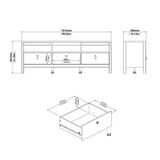 Barcelona TV Unit 3 Drawers in Matt Black