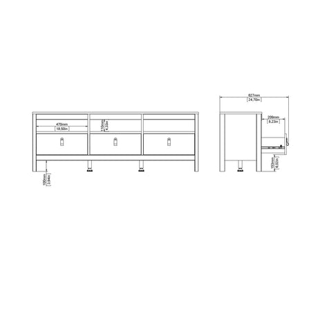 Barcelona TV Unit 3 Drawers in Cashmere