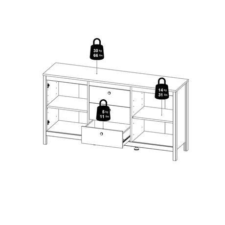 Barcelona Sideboard 2 Doors + 3 Drawers in Matt Black