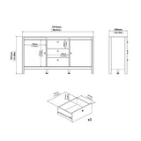 Barcelona Sideboard 2 Doors + 3 Drawers in Matt Black