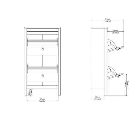 Barcelona Shoe Cabinet 2 Flip Down Doors in Jackson Hickory Oak