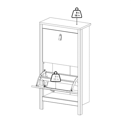 Barcelona Shoe Cabinet 2 Flip Down Doors in Jackson Hickory Oak
