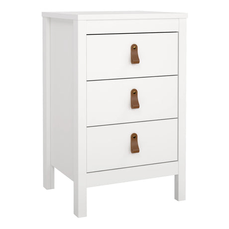 Barcelona Bedside Table 3 Drawers in White