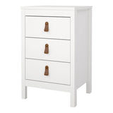 Barcelona Bedside Table 3 Drawers in White