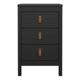 Barcelona Bedside Table 3 drawers in Matt Black