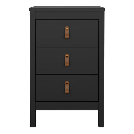 Barcelona Bedside Table 3 drawers in Matt Black