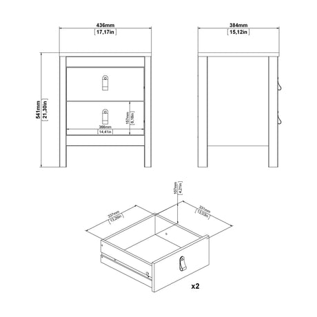 Barcelona Bedroom Package 2 Drawer Bedside 5 Drawer Chest 2 Door Wardrobe in Jackson Hickory Oak