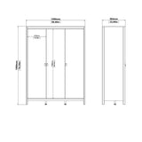 Madrid Package - Bedside Table 2 drawers + Chest 3+2 drawer + Wardrobe with 3 doors in White
