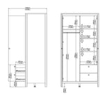 Madrid Wardrobe with 1 Door 1 Mirror Door 2 Drawers White