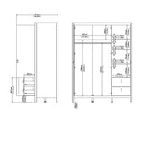 Madrid  Wardrobe with 2 Doors 1 Mirror Door 2 Drawers White
