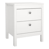 Madrid Bedside Table 2 Drawers in White