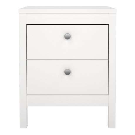 Madrid Bedside Table 2 Drawers in White