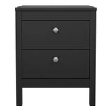 Madrid Bedside Table 2 Drawers in Matt Black
