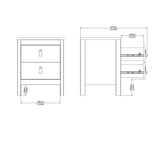 Madrid Bedside Table 2 Drawers in Cashmere