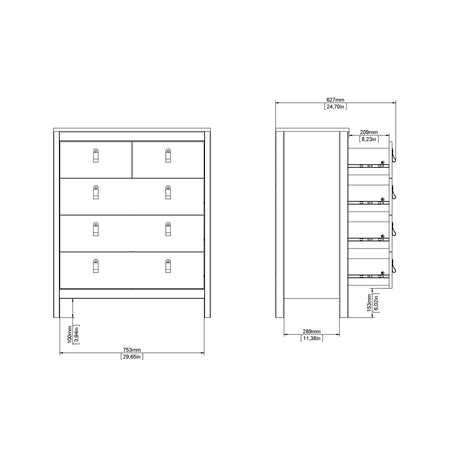 Madrid Chest 3+2 Drawers in Matt Black
