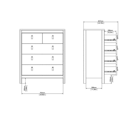 Madrid Chest 3+2 Drawers in Cashmere