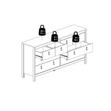 Madrid Double Dresser 4+4 Drawers in White