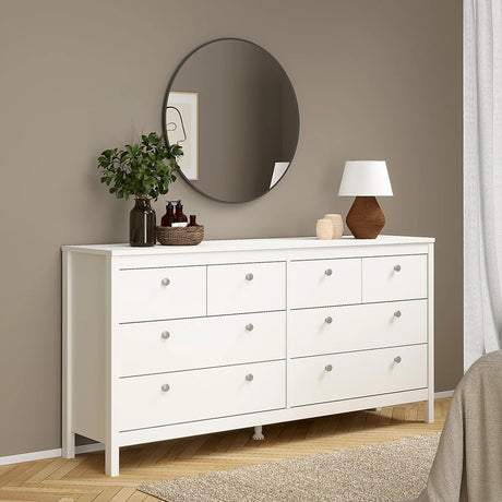 Madrid Double Dresser 4+4 Drawers in White