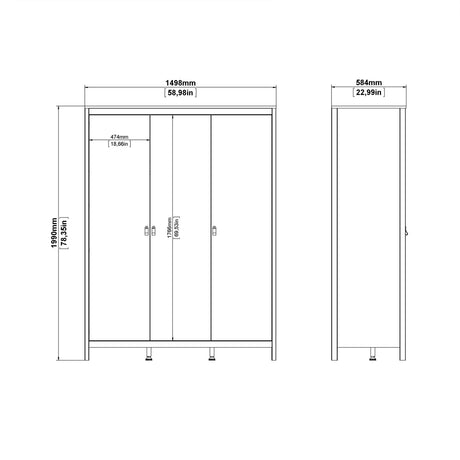 Madrid Wardrobe with 3 doors in Jackson Hickory Oak