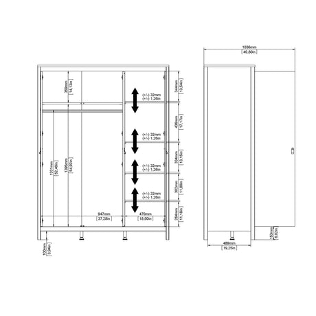 Madrid Wardrobe with 3 doors in Jackson Hickory Oak