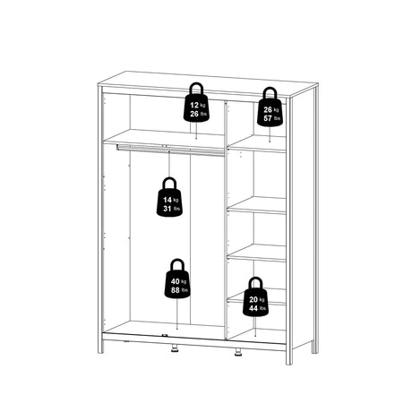 Madrid Wardrobe with 3 doors in Jackson Hickory Oak